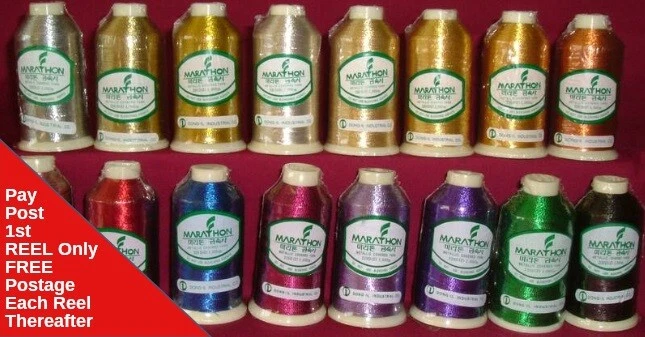 Marathon Metallic Embroidery Machine Thread 1000m spool selection of colours - Image 2 of 3