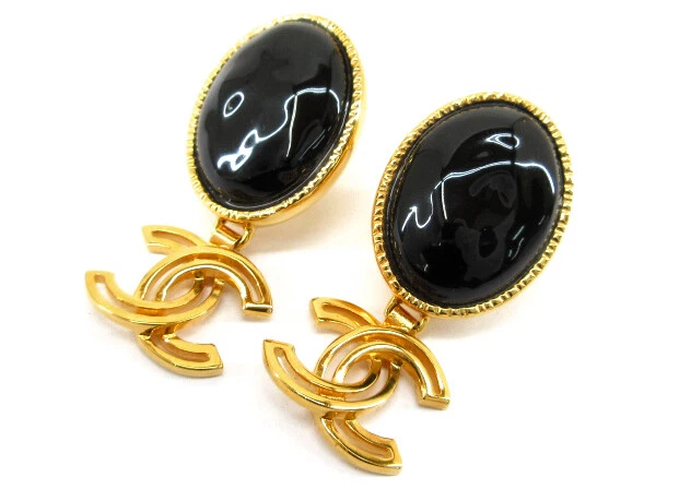 [Used] CHANEL 2020 Cruise Collection Black Resin Earrings