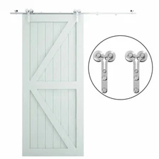 CCJH 4FT-16FT Stainless Steel Sliding Barn Door Hardware Kit Track Closet Roller