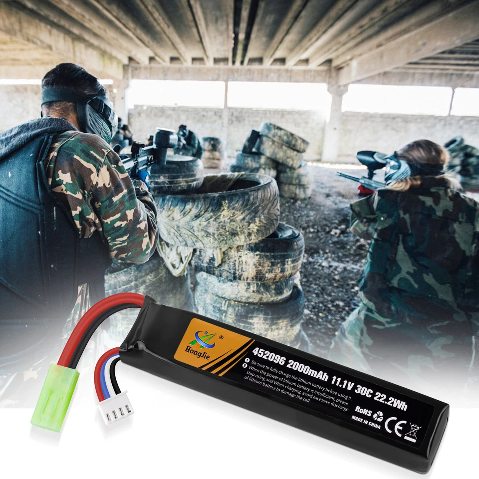 2000mah 11.1v Lipo Akku 30c Mini Tamiya Stecker Für Airsoft Guns Airsoft Rifle - Bild 2 von 4