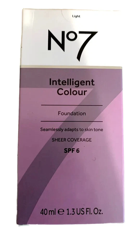 No7 Intelligent Colour Foundation 40ml - SPF6 MEDIUM,LIGHT OR FAIR Use drop menu
