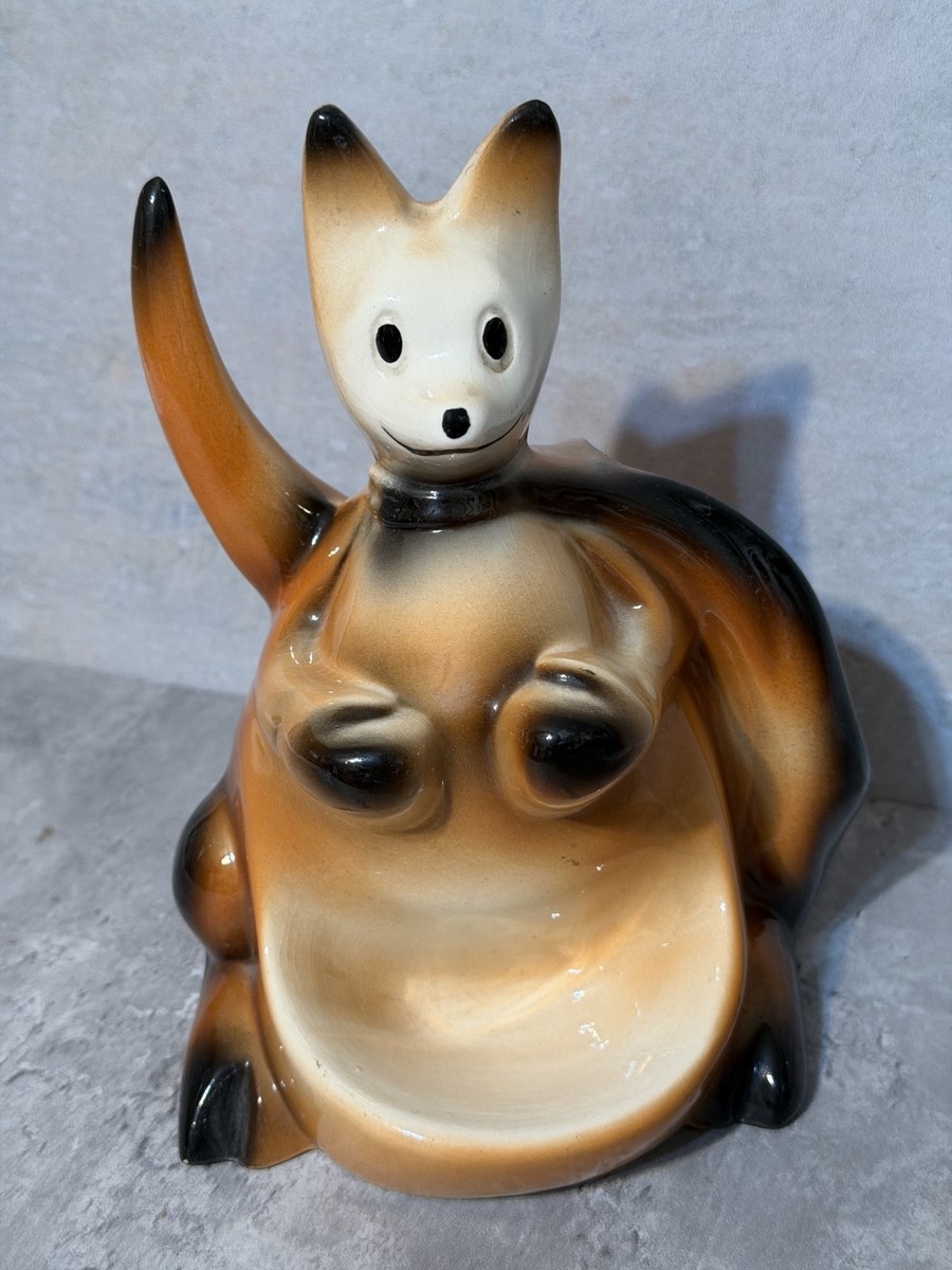 カポディモンテ 置物 カントリー アメリカン ビンテージ フィギュア Vintage 1956 Ceramic Boxing Kangaroo Dresser Caddy Valet Pulp