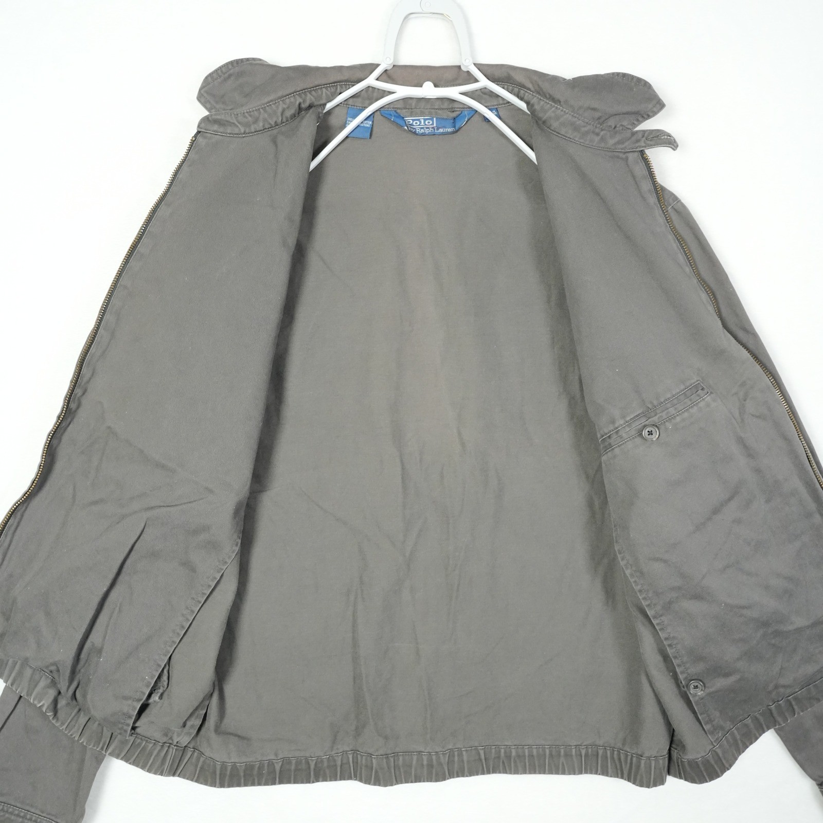 Polo Ralph Lauren Harrington Jacket Men's Grey Full Zip Jacket Cream Pony Size M