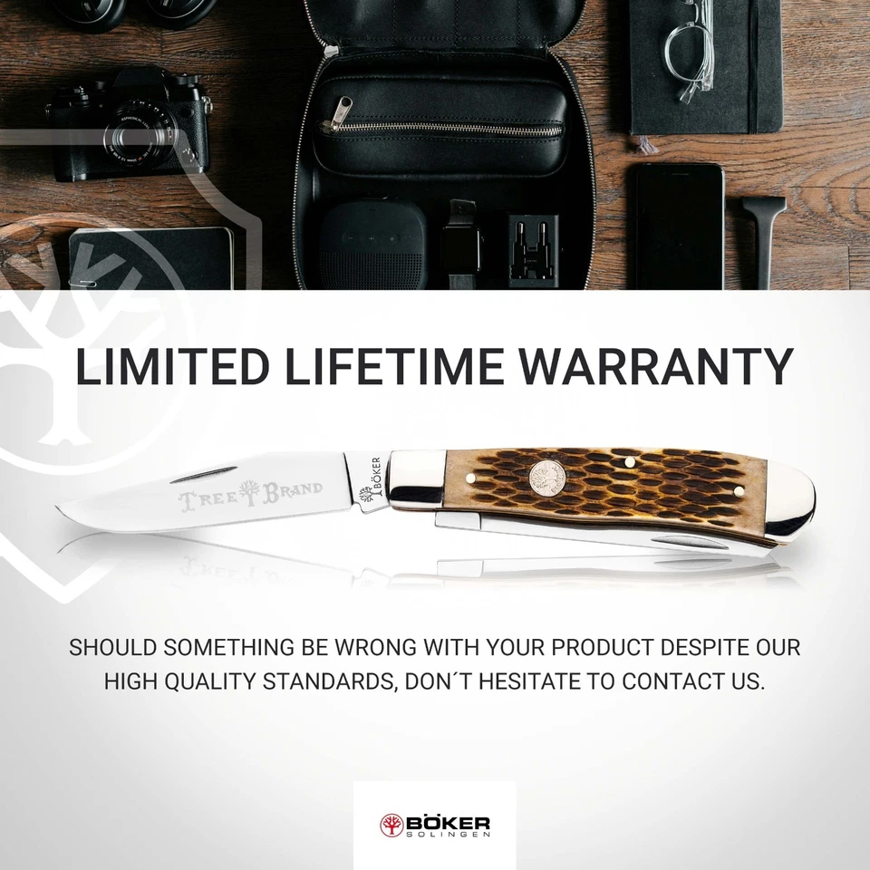 Cuchillo de Bolsillo Clásico BOKER® Treebrand Trapper Ámbar Hueso Plantillado Hoja D2 de 3.30" Foto 4 de 4