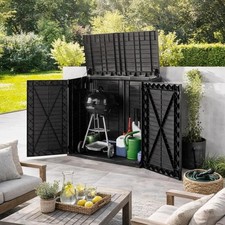 Extra-Large XL Outdoor Storage Shed Garden Box 2 Doors Gas Spring Lid Lock 780L