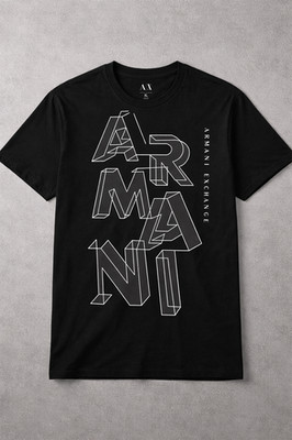 Armani Exchange Black Logo Cotton Crew Neck Short Sleeve Men's T-Shirt
