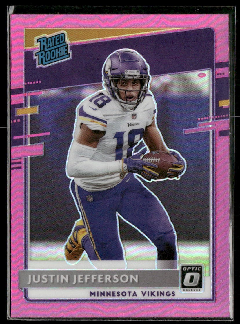 2020 Donruss Optic Justin Jefferson Rated Rookie Pink Prizm Vikings RC #163