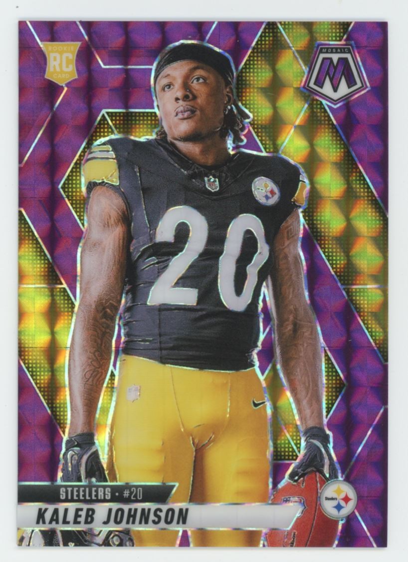 2025 Panini Mosaic Purple Kaleb Johnson Rookie 02/49 Pittsburgh Steelers #289