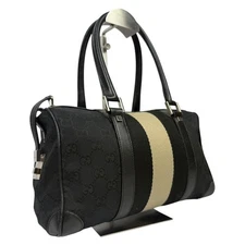 Good Condition 000 0351 GUCCI Mini Boston Tote Hand Bag Shoulder Bag GG Pattern