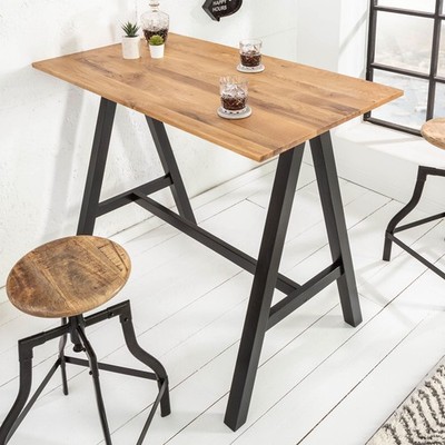 Massiver Bartisch CASTLE 120cm Wildeiche natur Stehtisch Industrial Design