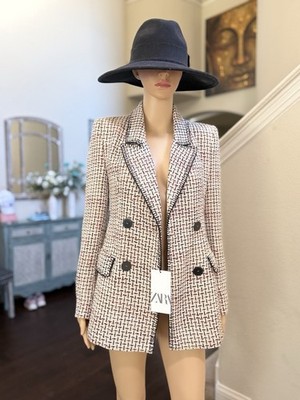 ZARA WOMEN Double Breasted  Textured Weave Jacket SIZE XS NWT