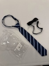 Boys Regular Tie Navy Stripe  Bow Tie Black Set New Never Worn