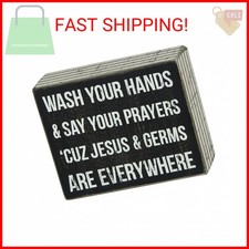 Primitives by Kathy Box Sign, 4-Inch by 5-Inch, Jesus & Germs