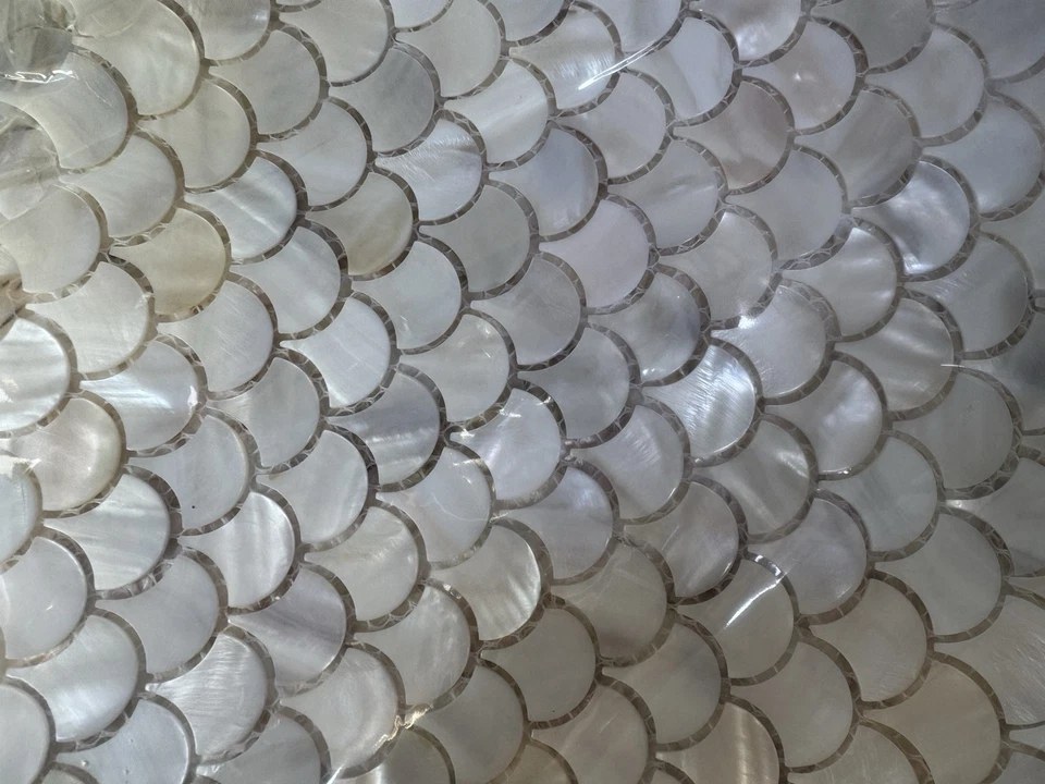 7件装鱼鳞贝壳马赛克瓷砖珍珠母厨房防溅墙砖 — 第 3/3 张图片