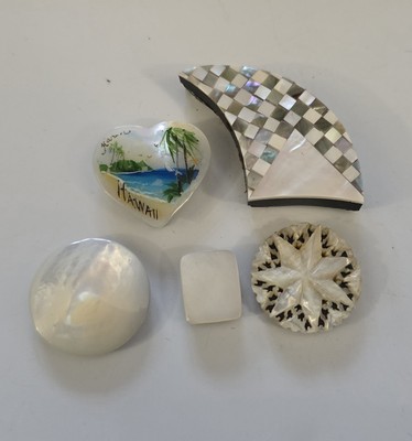 Lot Of 5 Vtg Mother Of Pearl Items Made Magnets
