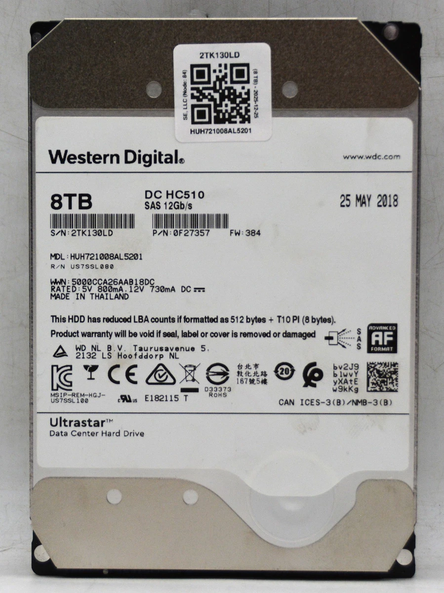 Western Digital Internal Hard Disk Drives 8 TB Storage Capacity