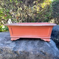 Japanese Bonsai Pot Tokoname Rectangle 37.5×28×13.5cm Signed Vintage Japan 1990s