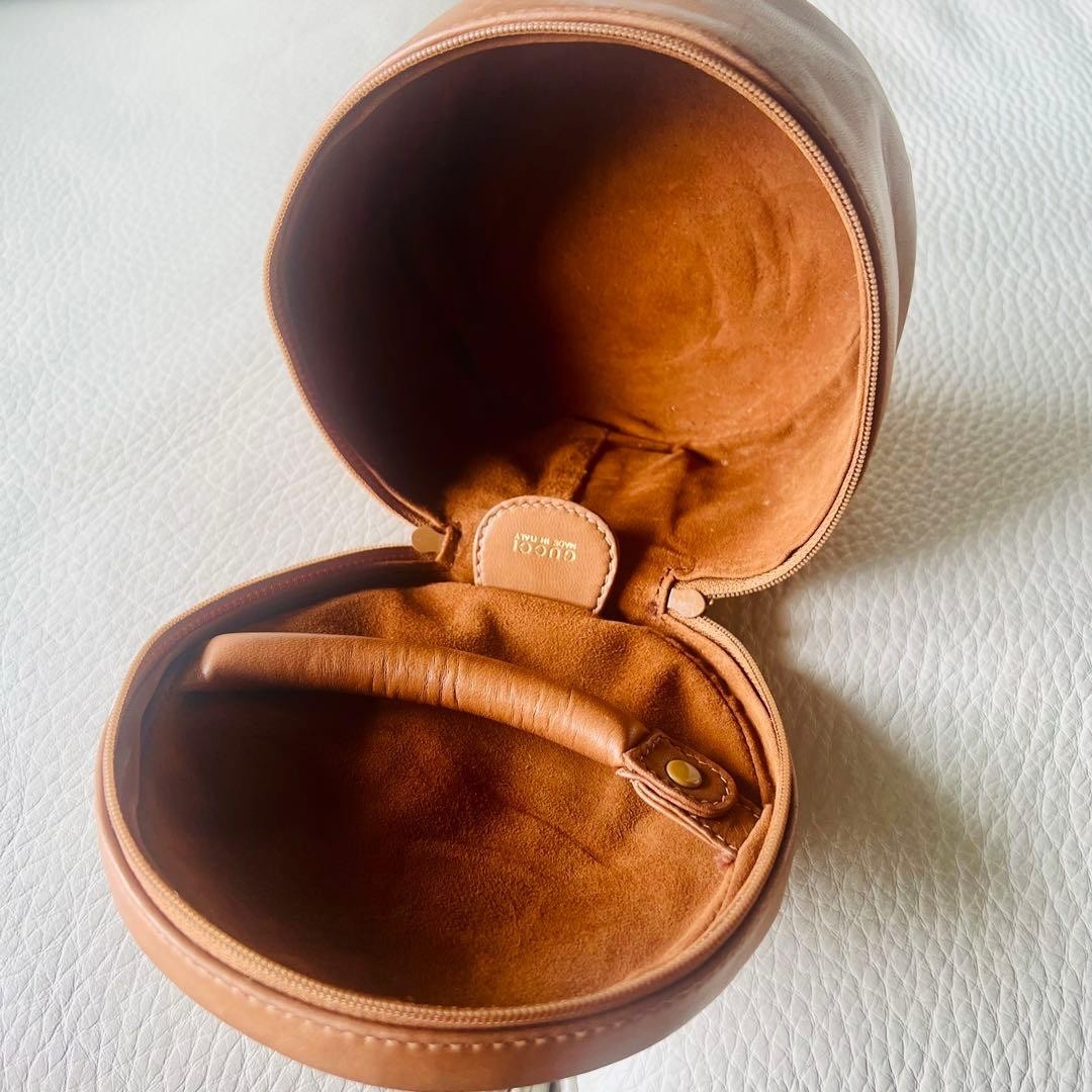 Auth Gucci Mini Vanity Case Leather Brown Cosmetic Pouch Bag Rare Vintage thumbnail 11