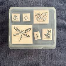 Retired Stampin Up Bunch O Bugs 2000 Wood Mount Rubber Stamp Set Complet