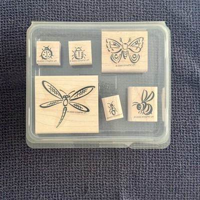 Retired Stampin  Up Bunch O  Bugs 2000 Wood Mount Rubber Stamp Set Complet