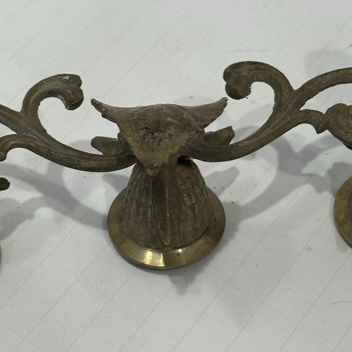 Vintage Brass Candle Holder Leaves Cups Approx. 8.5" x 3" Trio Three Cups - Picture 16 of 21