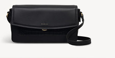 Image of Radley London Albert Road Small Flapover Cross Body Bag in black leather