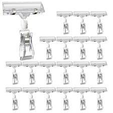 20 PCS Clear Rotating Sign Holder, Double Sided Sign Clips, Plastic Clip-On P...