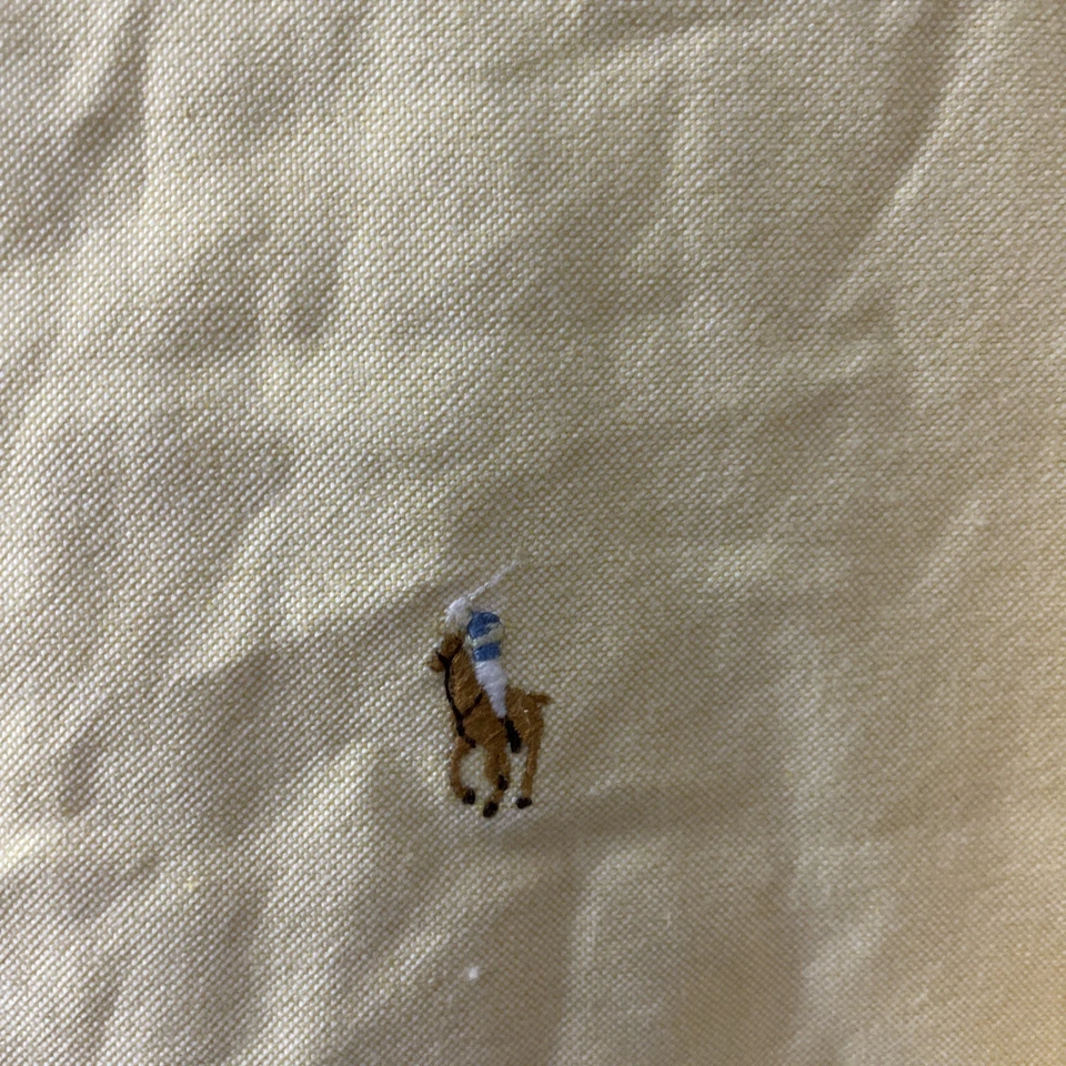 Camisa masculina esportiva Ralph Lauren amarela creme pequena algodão manga longa - Imagem 2 de 4