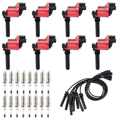 8 Ignition Coils UF378 + 16 Spark Plugs + Wires For 03-2005 Dodge Ram 1500 5.7L
