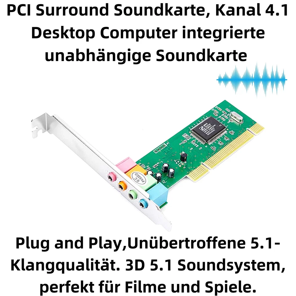 PCI sound card PCI card 5.1 sound card Digital Stereo Sound Card Channel 4 - Image 2 of 3