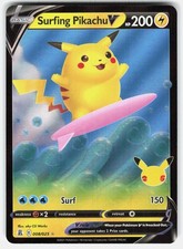 Surfing Pikachu V 008/025 Holo Pokemon TCG Card Ultra Rare Celebrations NM