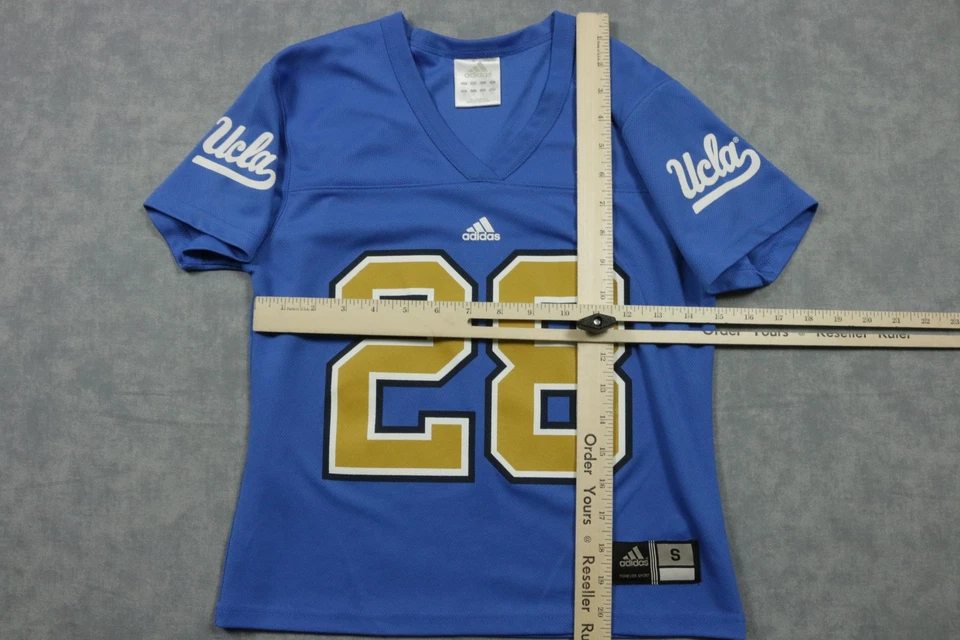 Camiseta de fútbol americano UCLA Bruins para mujer pequeña en polvo azul dorado NCAA Adidas #28 Foto 2 de 4