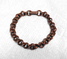 7" Vintage Solid Copper Double Cable Link Bracelet 1/4" W 11.4 gm