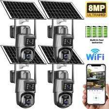 4PCS Solar Battery Powered Wireless WiFi Outdoor Pan/Tilt Home Security Camera