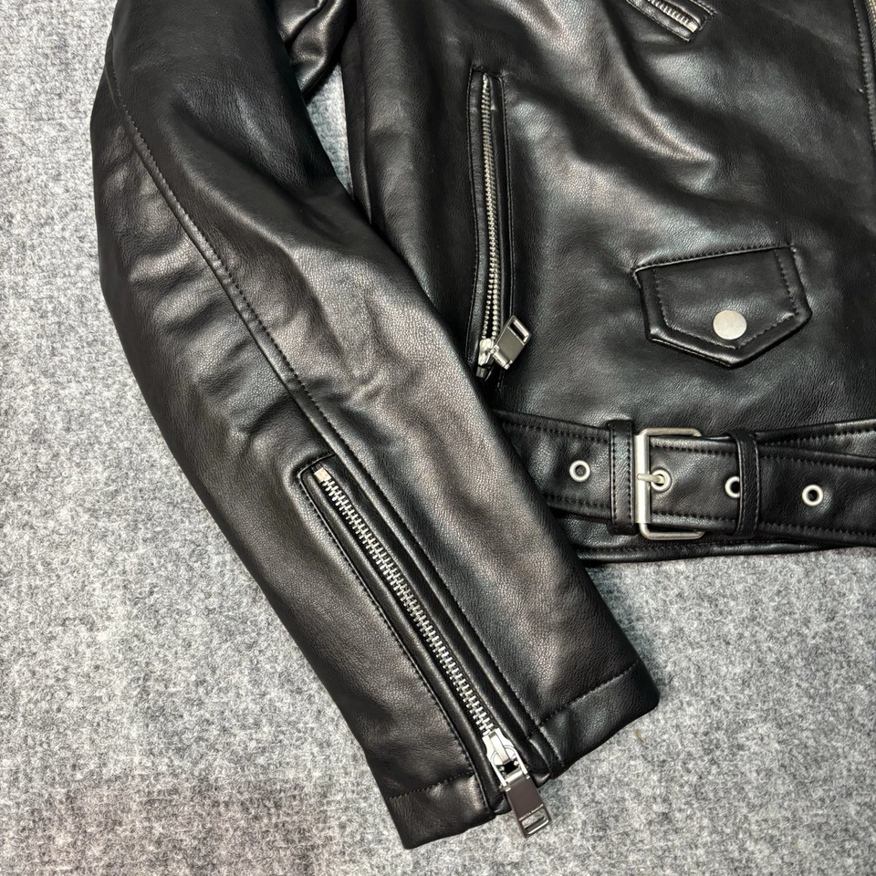 Chaqueta de Moto Rebecca Minkoff Cuero Sintético Negra Motociclista Grunge Mujer’s Mediana Foto 4 de 4