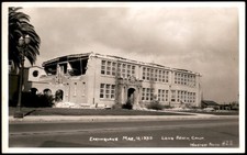 Long Beach CA Earthquake 1933 RPPC Damaged School Winstead Photo