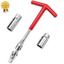 Pwkauka 3pcs Spark Plug Socket Wrench Set T-handle Universal 58 Red