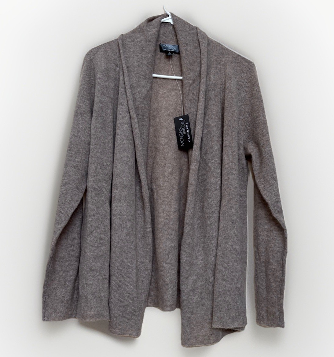 Morgan Taylor woman 100percent Cashmere Open Front brown Knit Cardigan M long sleeve