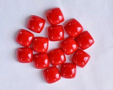 AAA Synthetic Red Coral Cabochon Cushion Shape Loose Gemstone