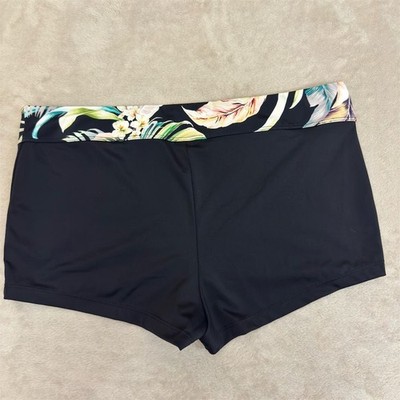 NWT South Point Women Black Swim Shorts Size 16 Floral Waistband