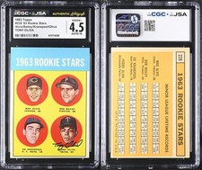 Signed TONY OLIVA Rookie Card 1963 Topps #228 ⚾️ HOF ? CGC x JSA 4.5 Auto 10. rookie card picture