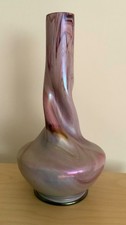 Kralik Sohn Bohemian Early 19C Marbled Iridescent Twisted Vase 10.5" Art Nouveau