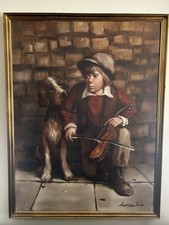 Barry Leighton-Jones The Buskers Original 1974 Oil Painting Framed Signed OOAK