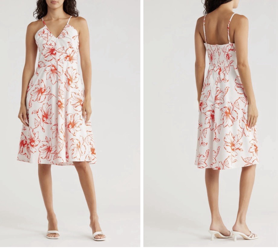 Hutch NWT Teyana Fit & Flare Dress White Red Floral Sz 12 MSRP $297