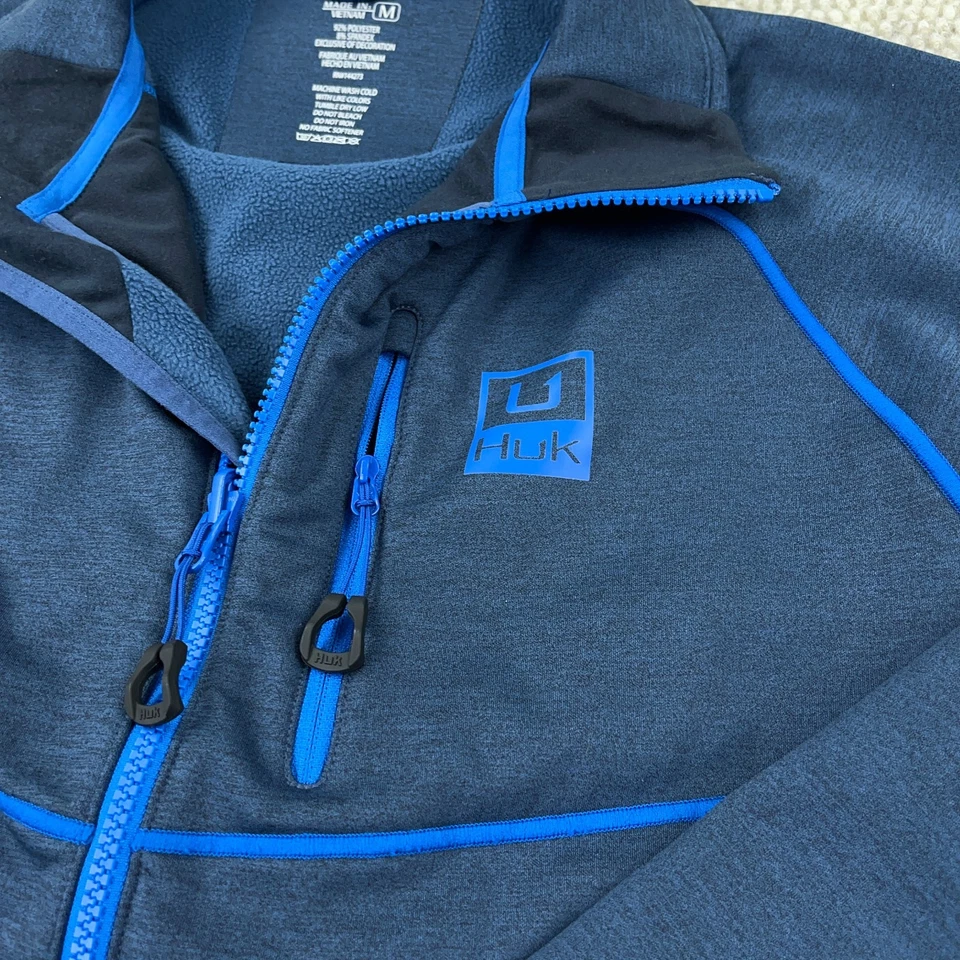 Chaqueta Huk Hombre Azul Medio Cremallera Completa Rendimiento Equipo de Pesca Aleta Agua Adulto Foto 4 de 4