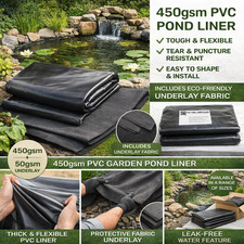 450gsm PVC Pond Liner with 50gsm Underlay Heavy Duty Garden Fish Pond