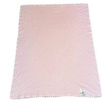 Edgehill Collection One Pink Plush Baby Blanket Embossed Scalloped Edge 31x40