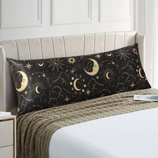 Home Satin Pillowcase for Hair and Skin - Black Printed Silk Body Pillowcase 20