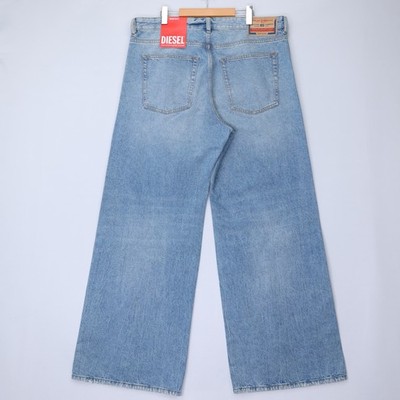 Diesel Mens Jeans D-Rise Trousers Straight Wide Leg Light Wash