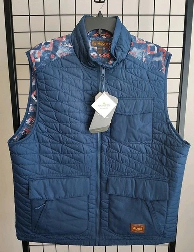 &Lore By Tahoe River Men's Quilted Vest Size XL Full Zip Blue Sleeveless Jacket  image 3